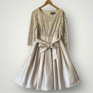 Gold sequin fit & flare Jessica Howard cocktail dress